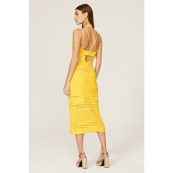 ESTEBAN CORTAZAR x RTR Yellow Knit Sweater Sleeveless Crochet Midi Dress Size XS - Picture 2 of 14